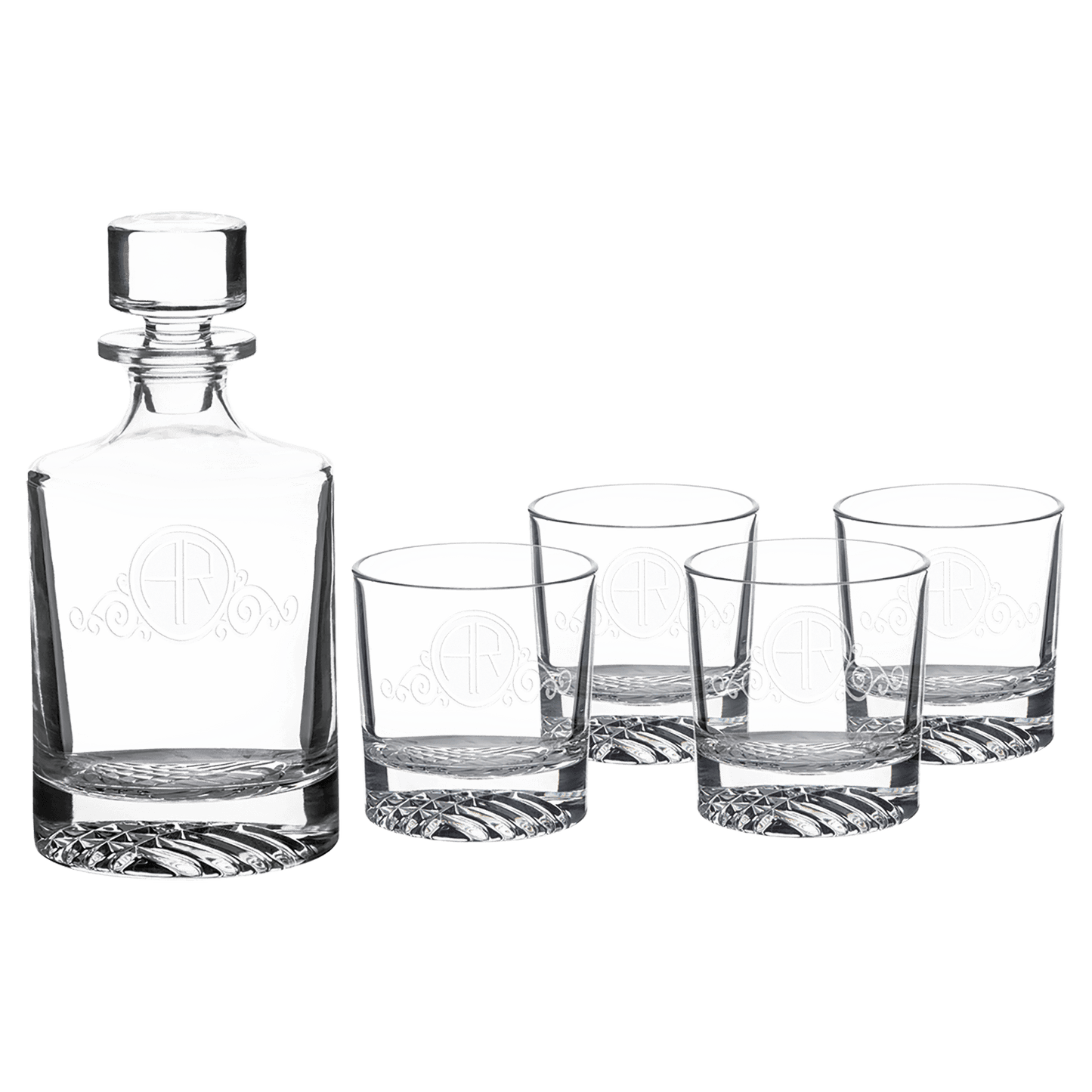 Custom 850ml Round Glass Decanter Set