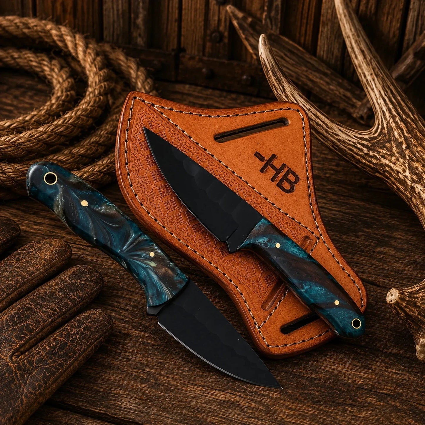 Best Cowboy Field Knife Set – Powder Coated D2 Steel & Resin Handle
