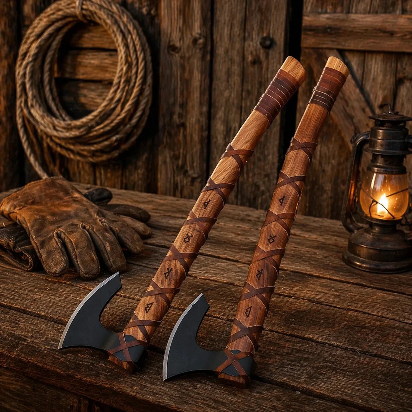 Ragnar Long Axe with Leather Sheath | Hand Forged Norse Hatchet Gift for Men
