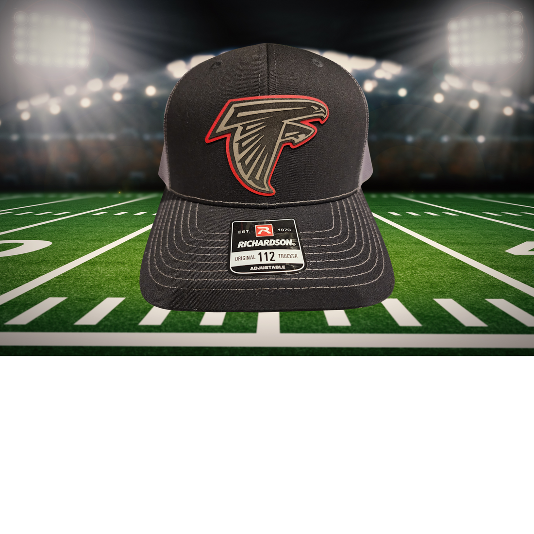 Custom laser-engraved Georgia and Atlanta team caps for game day