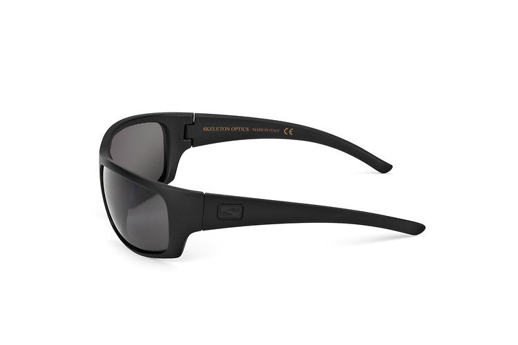 Renegade sunglasses, all-black blackout edition, side view