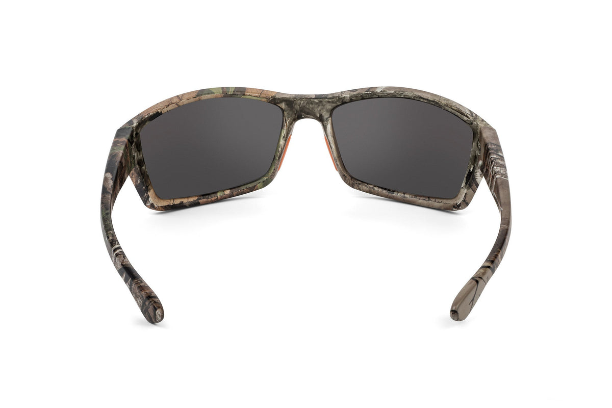 Scout sunglasses in Realtree Xtra camo, on-face view