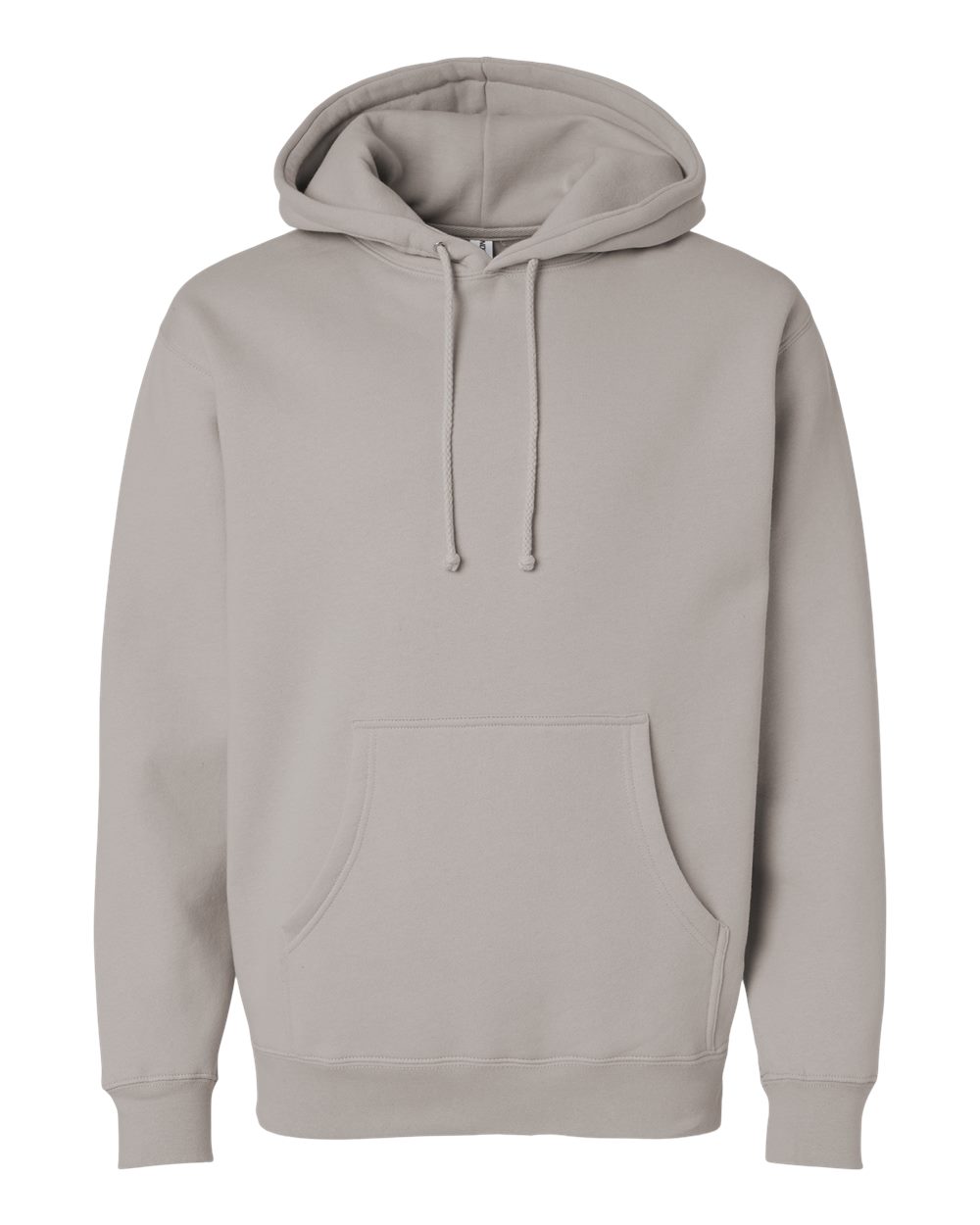 Custom Independent Trading Co. IND4000 heavyweight hooded sweatshirt in Cement, front view, ready for personalized printing