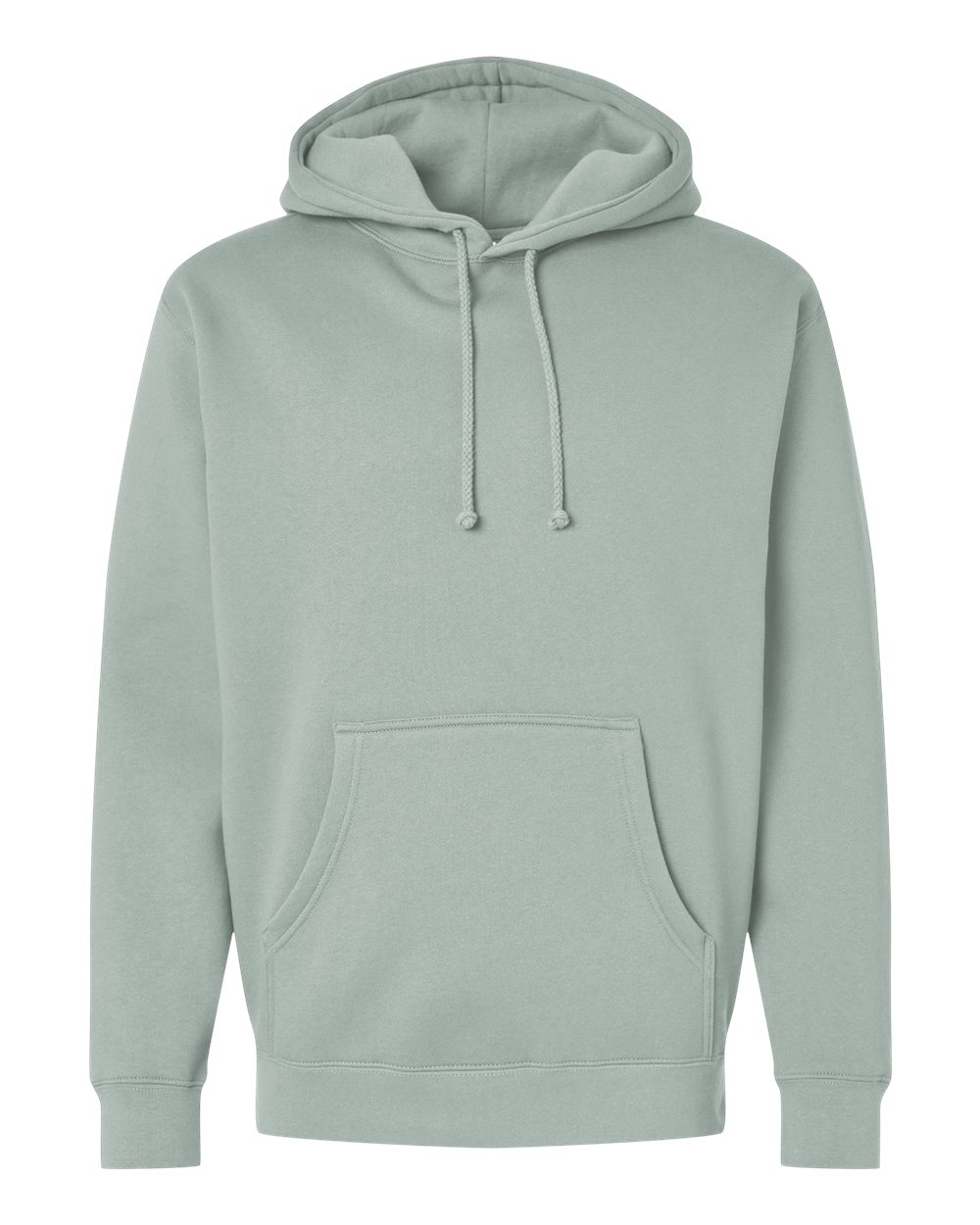 Custom Independent Trading Co. IND4000 heavyweight hooded sweatshirt in Dusty Sage, front view, ready for personalized printing
