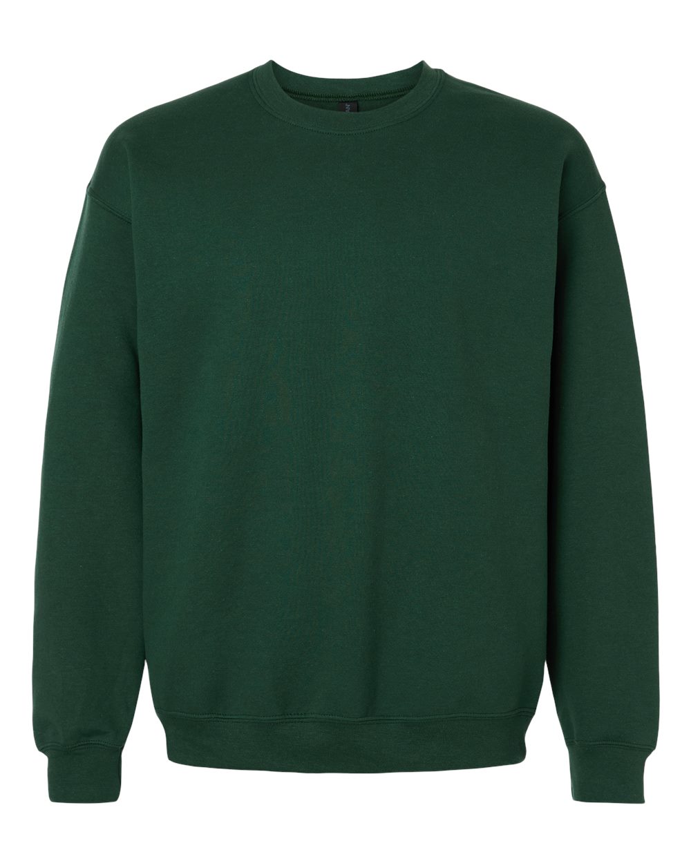 Custom Gildan 18000 Heavy Blend crewneck sweatshirt in Fan Dark Green, front view, ready for personalized printing