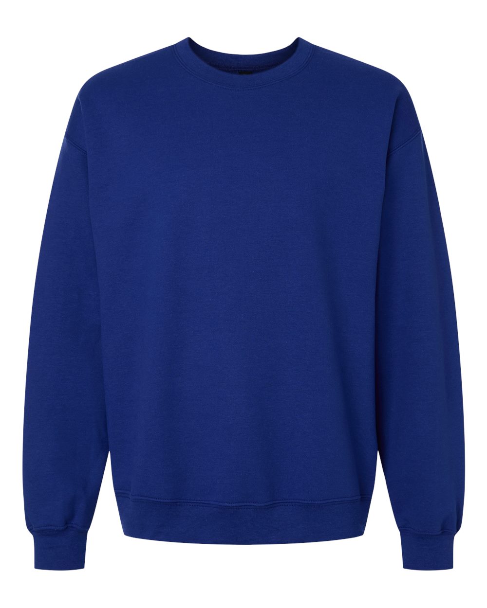 Custom Gildan 18000 Heavy Blend crewneck sweatshirt in Fan Deep Royal, front view, ready for personalized printing
