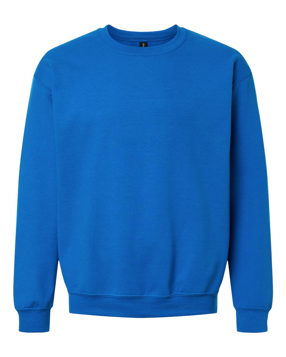 Custom Gildan 18000 Heavy Blend crewneck sweatshirt in Neon Blue, front view, ready for personalized printing