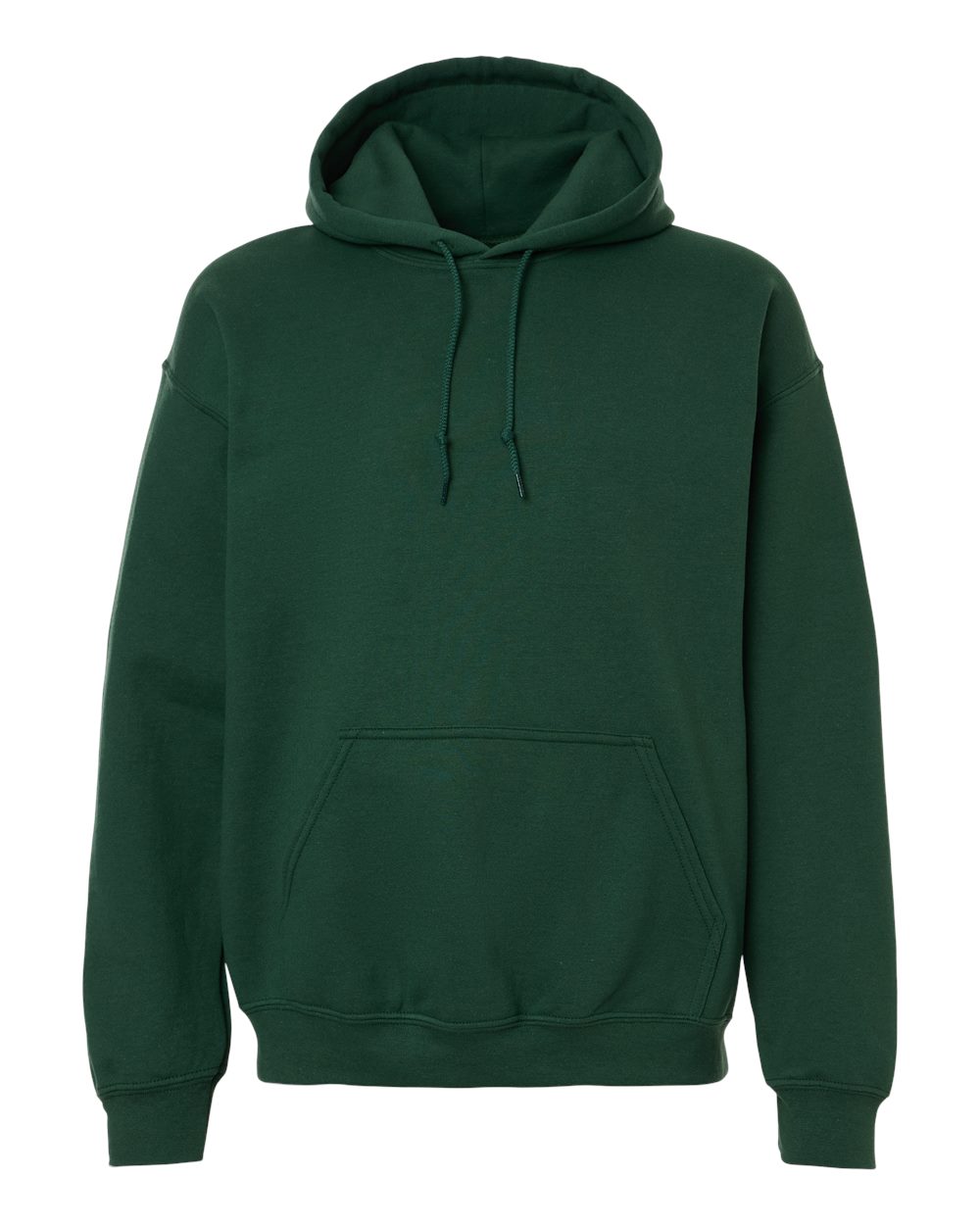 Custom Gildan 18500 Heavy Blend hooded sweatshirt in Fan Dark Green, front view, ready for personalized printing