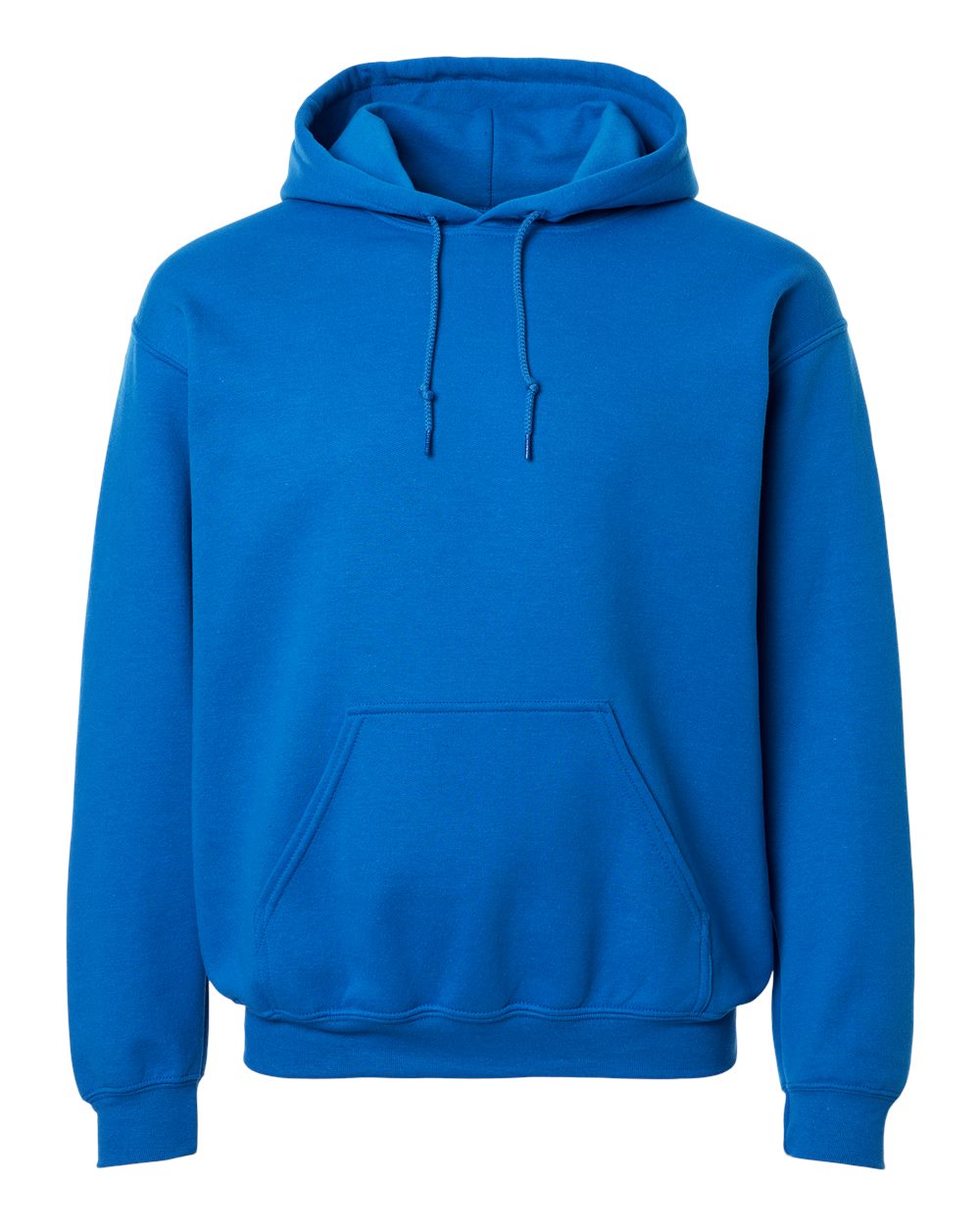 Custom Gildan 18500 Heavy Blend hooded sweatshirt in Neon Blue, front view, ready for personalized printing