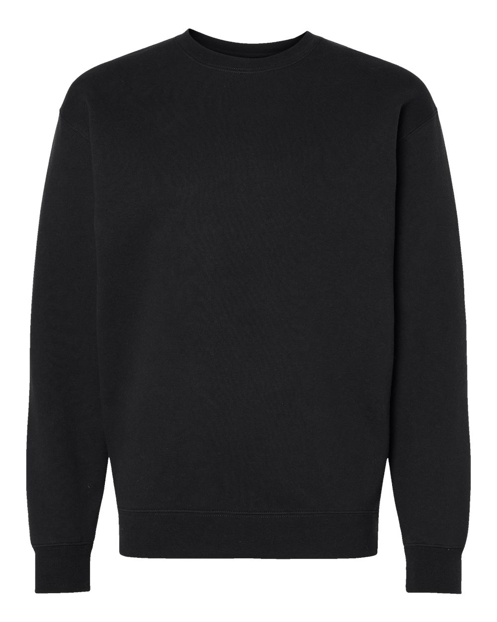 Custom Independent Trading Co. IND3000 heavyweight crewneck sweatshirt in Black, front view, ready for personalized printing