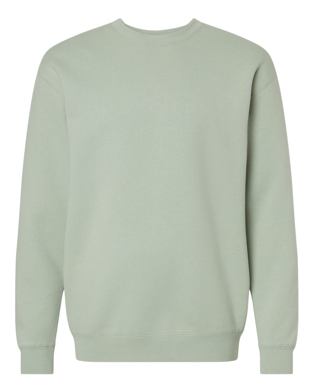 Custom Independent Trading Co. IND3000 heavyweight crewneck sweatshirt in Dusty Sage, front view, ready for personalized printing