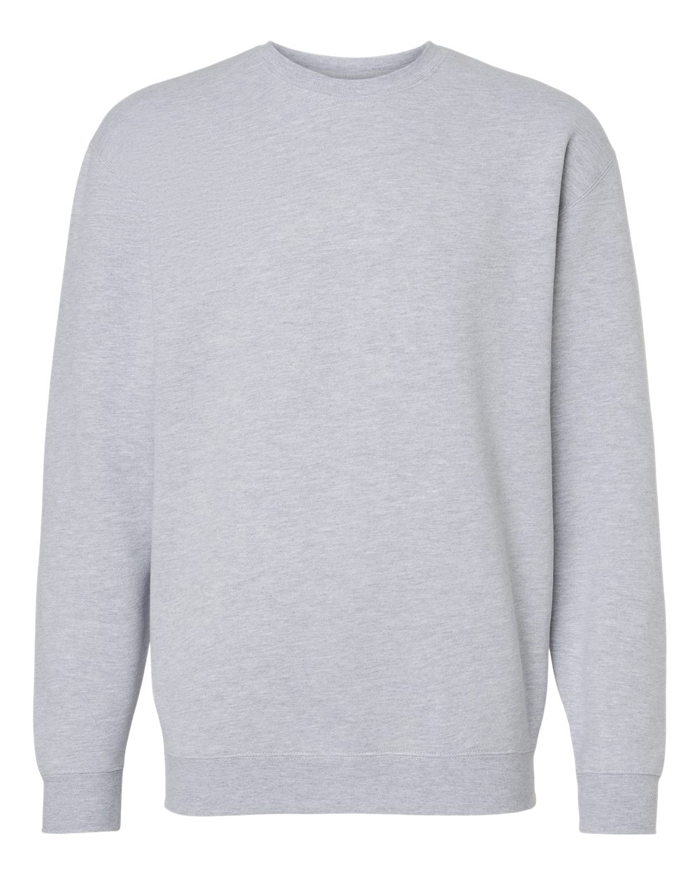 Custom Independent Trading Co. IND3000 heavyweight crewneck sweatshirt in Grey Heather, front view, ready for personalized printing