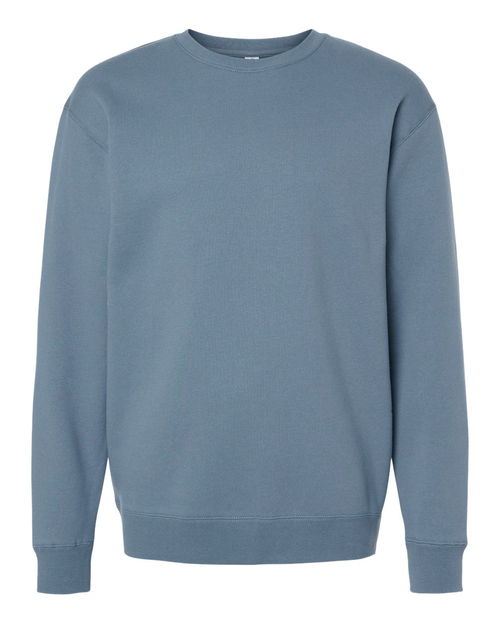 Custom Independent Trading Co. IND3000 heavyweight crewneck sweatshirt in Storm Blue, front view, ready for personalized printing