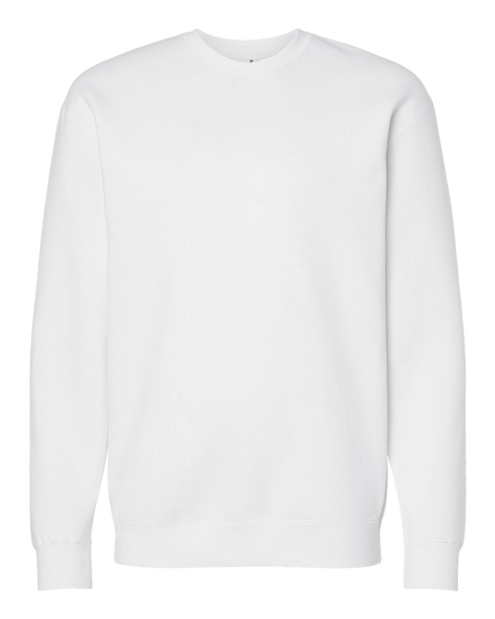 Custom Independent Trading Co. IND3000 heavyweight crewneck sweatshirt in White, front view, ready for personalized printing