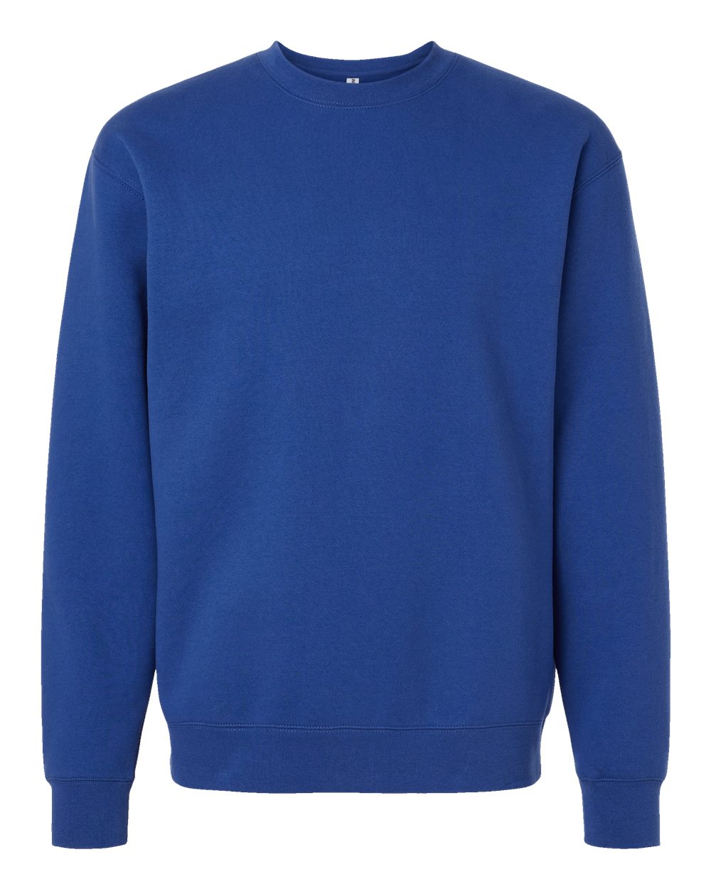 Custom Independent Trading Co. IND3000 heavyweight crewneck sweatshirt in Royal, front view, ready for personalized printing