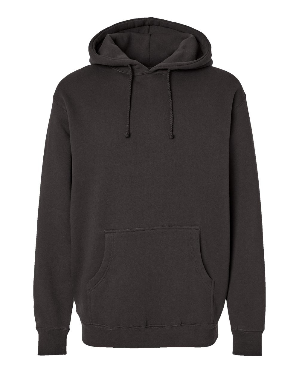 Custom Independent Trading Co. IND4000 heavyweight hooded sweatshirt in Asphalt, front view, ready for personalized printing