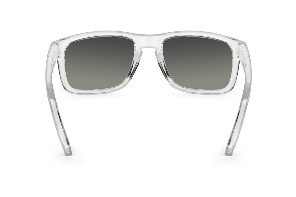 Decoy sunglasses in clear frame, Arctic edition, close-up
