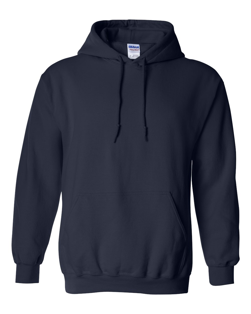 Custom Gildan 18500 Heavy Blend hooded sweatshirt in Navy, front view, ready for personalized printing