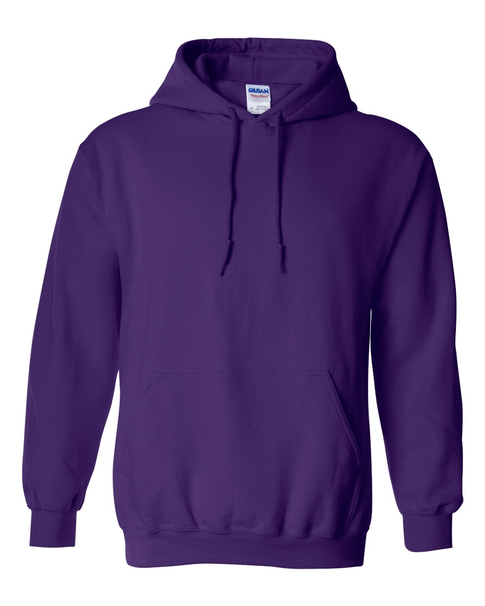 Custom Gildan 18500 Heavy Blend hooded sweatshirt in Purple, front view, ready for personalized printing