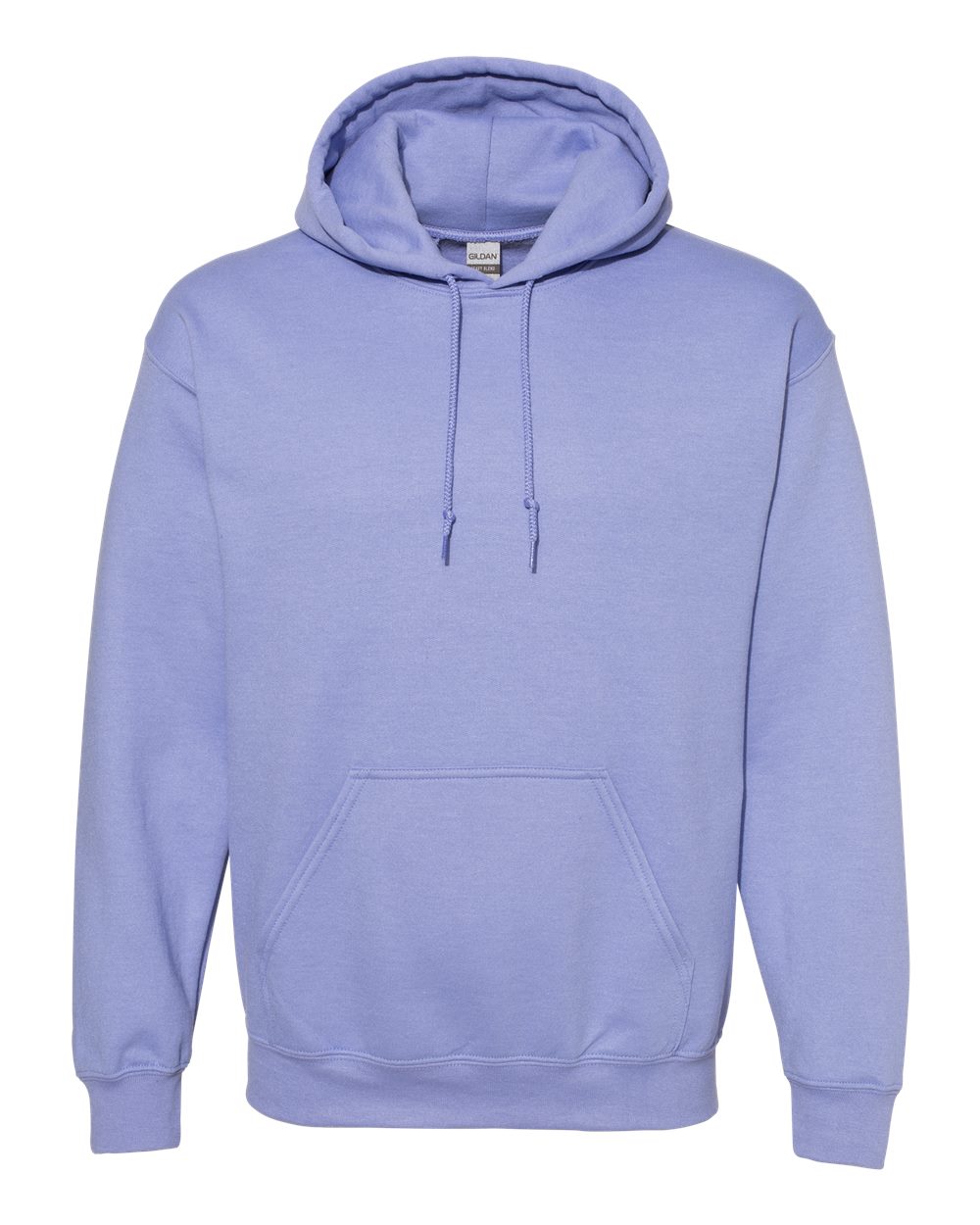 Custom Gildan 18500 Heavy Blend hooded sweatshirt in Violet, front view, ready for personalized printing