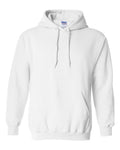 Custom Gildan 18500 Heavy Blend hooded sweatshirt in White, front view, ready for personalized printing