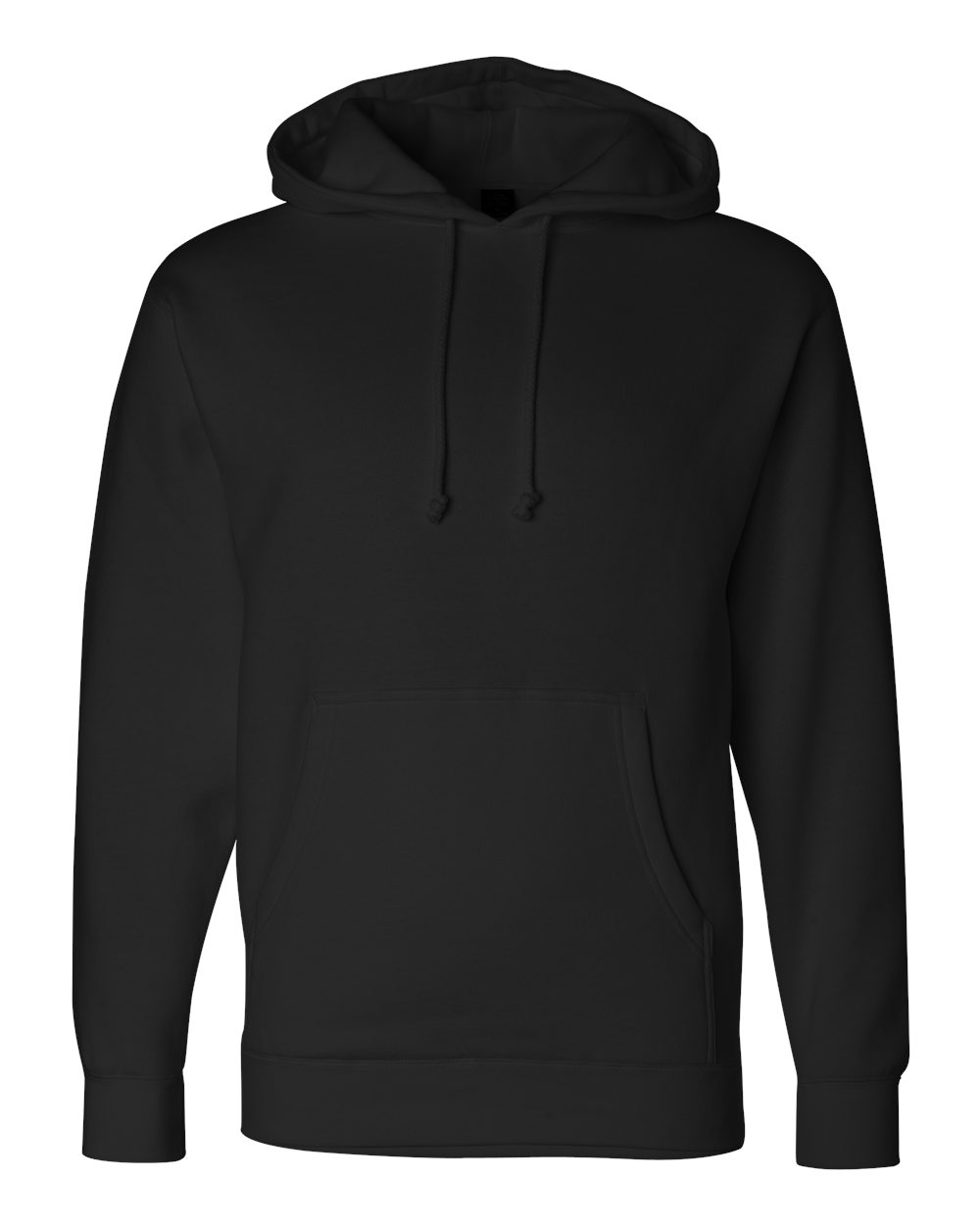 Custom Independent Trading Co. IND4000 heavyweight hooded sweatshirt in Black, front view, ready for personalized printing
