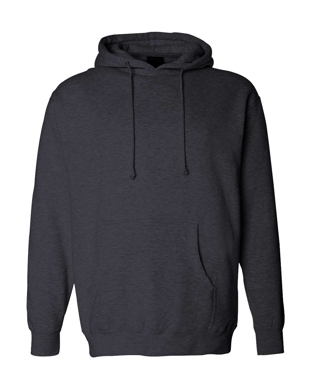 Custom Independent Trading Co. IND4000 heavyweight hooded sweatshirt in Charcoal Heather, front view, ready for personalized printing