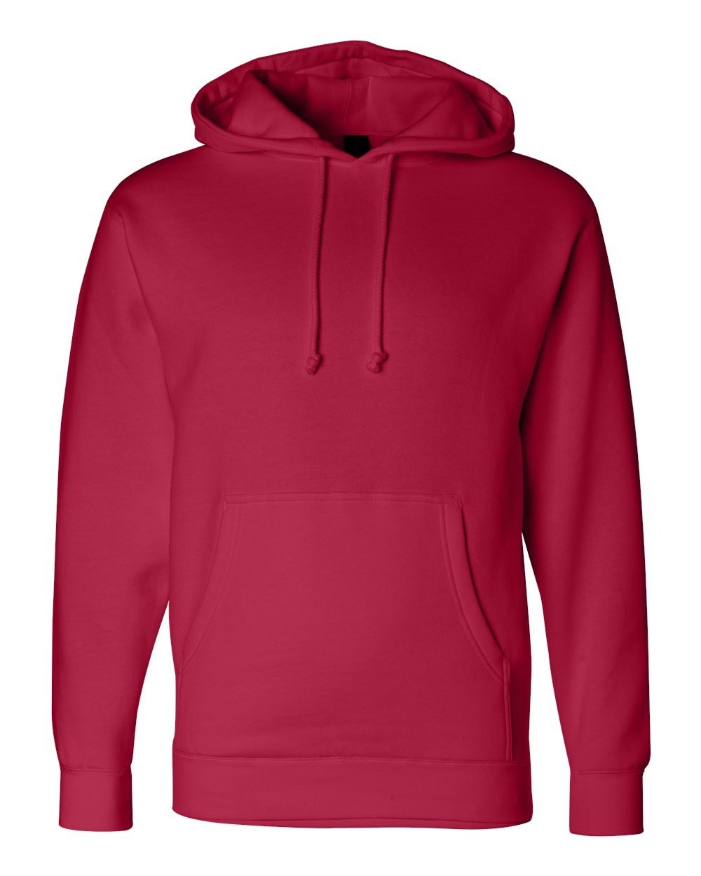 Custom Independent Trading Co. IND4000 heavyweight hooded sweatshirt in Red, front view, ready for personalized printing