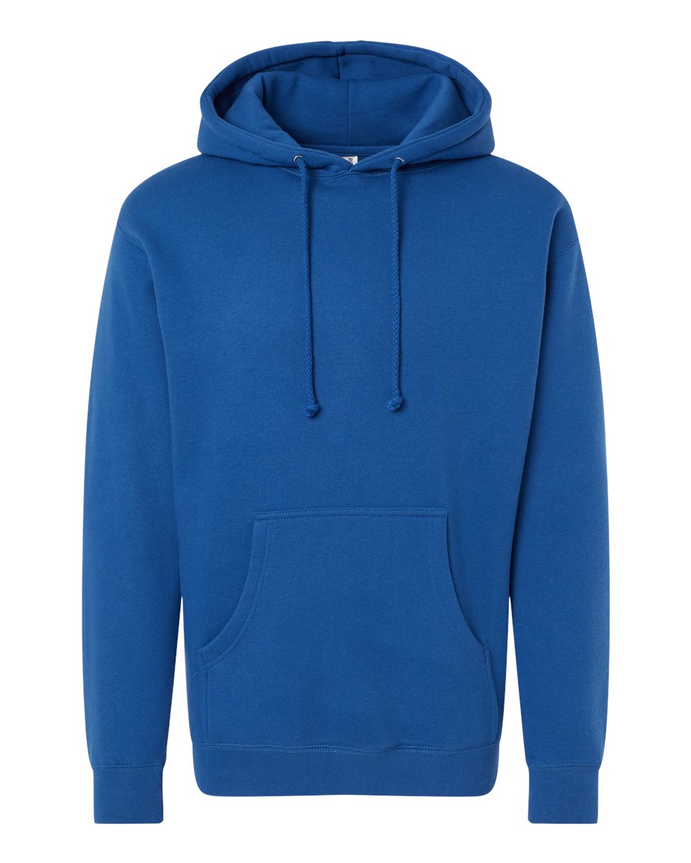 Custom Independent Trading Co. IND4000 heavyweight hooded sweatshirt in Royal, front view, ready for personalized printing