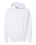 Custom Independent Trading Co. IND4000 heavyweight hooded sweatshirt in White, front view, ready for personalized printing