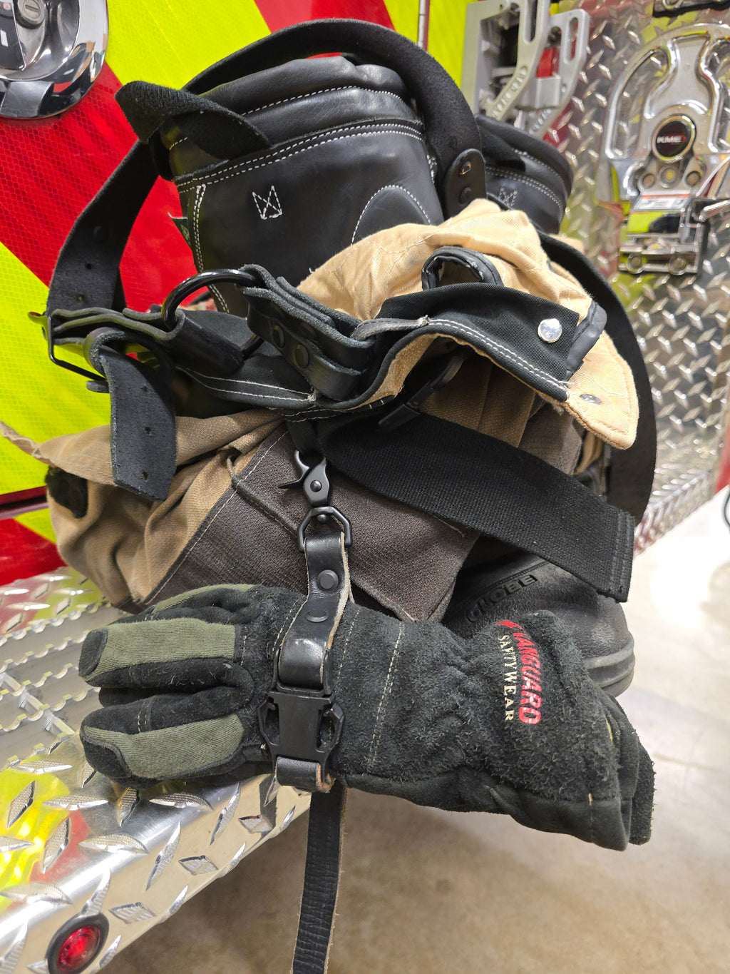 Leather firefighter glove strap