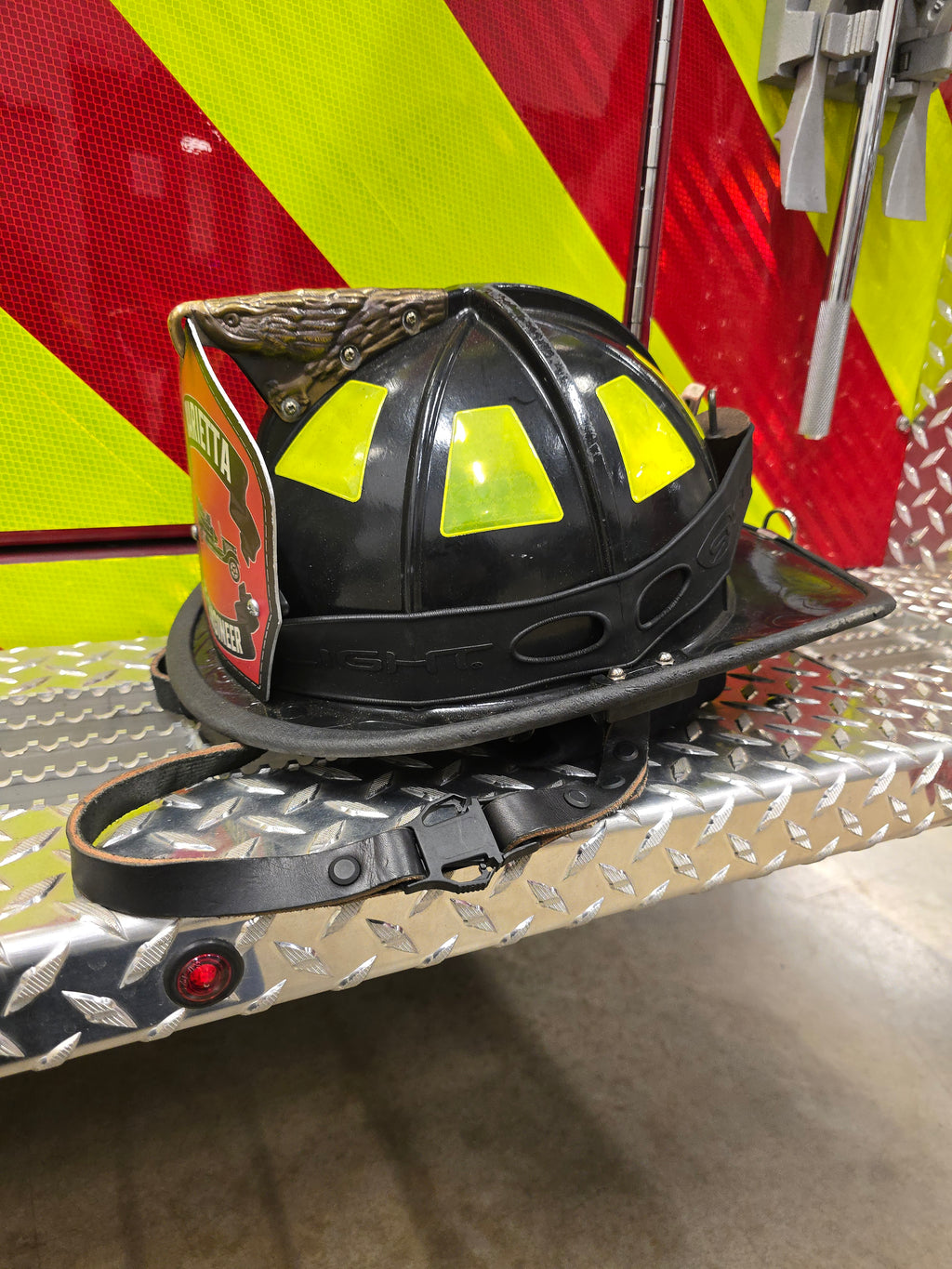 Leather firefighter helmet chin strap