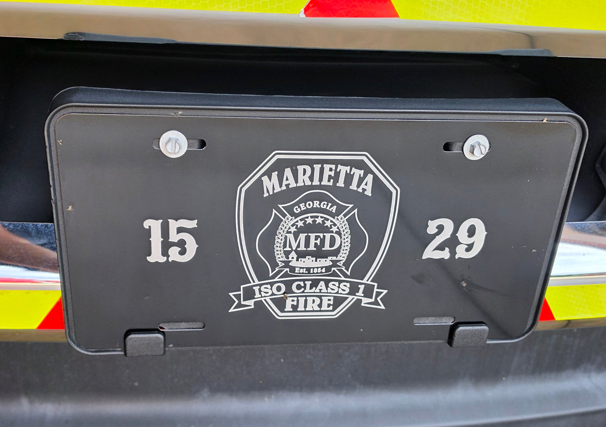 Custom firefighter license plate, 12 x 6 inch aluminum, laser engraved or UV printed