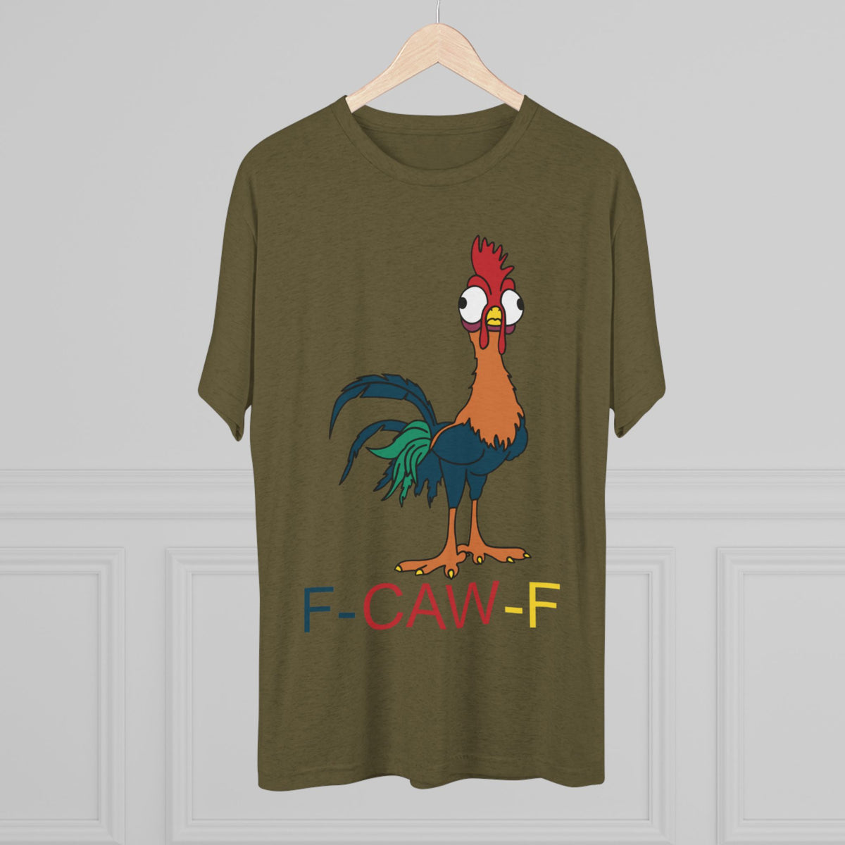 Rooster graphic novelty t-shirt, size chart