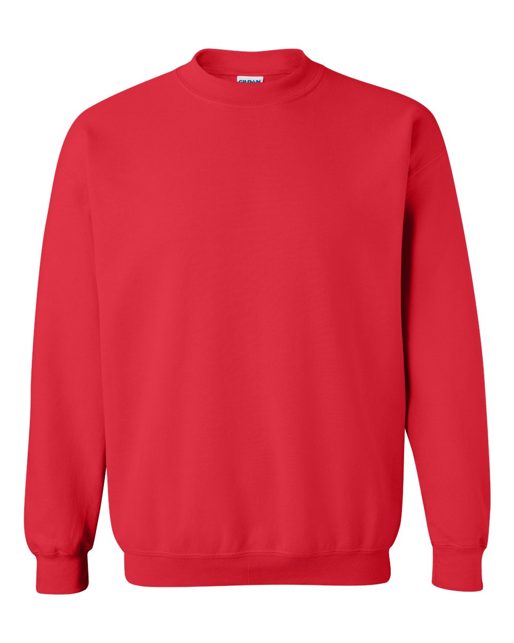 Custom Gildan 18000 Heavy Blend crewneck sweatshirt in Red, front view, ready for personalized printing