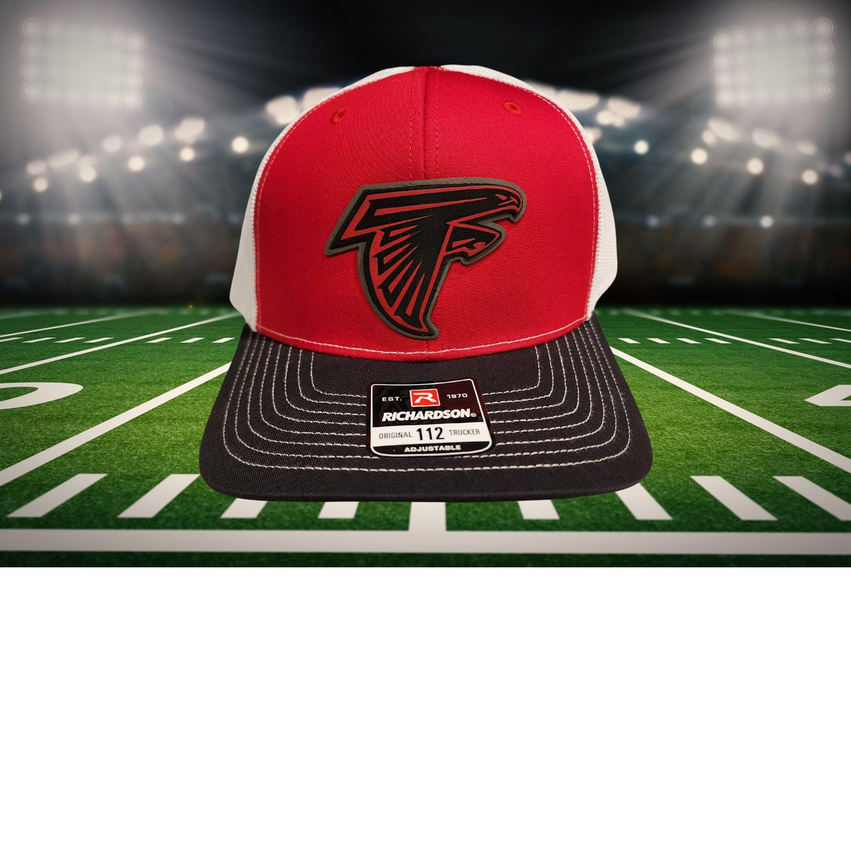 Atlanta Falcons two-tone patch cap, red patch on grey base
