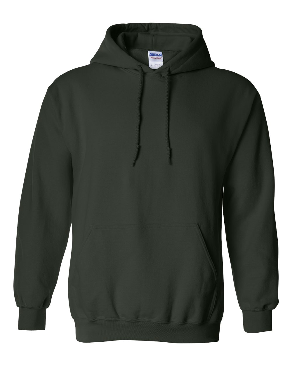 Custom Gildan 18500 Heavy Blend hooded sweatshirt in Forest, front view, ready for personalized printing
