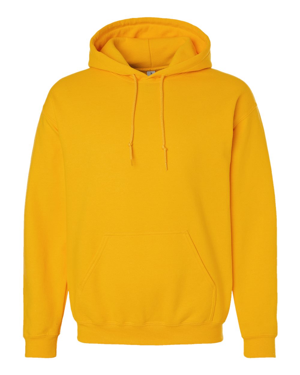 Custom Gildan 18500 Heavy Blend hooded sweatshirt in Gold, front view, ready for personalized printing