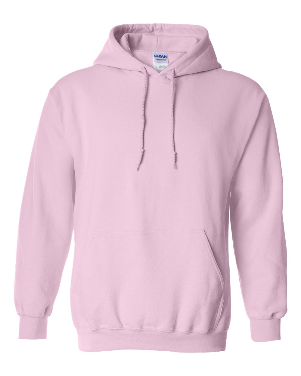 Custom Gildan 18500 Heavy Blend hooded sweatshirt in Light Pink, front view, ready for personalized printing