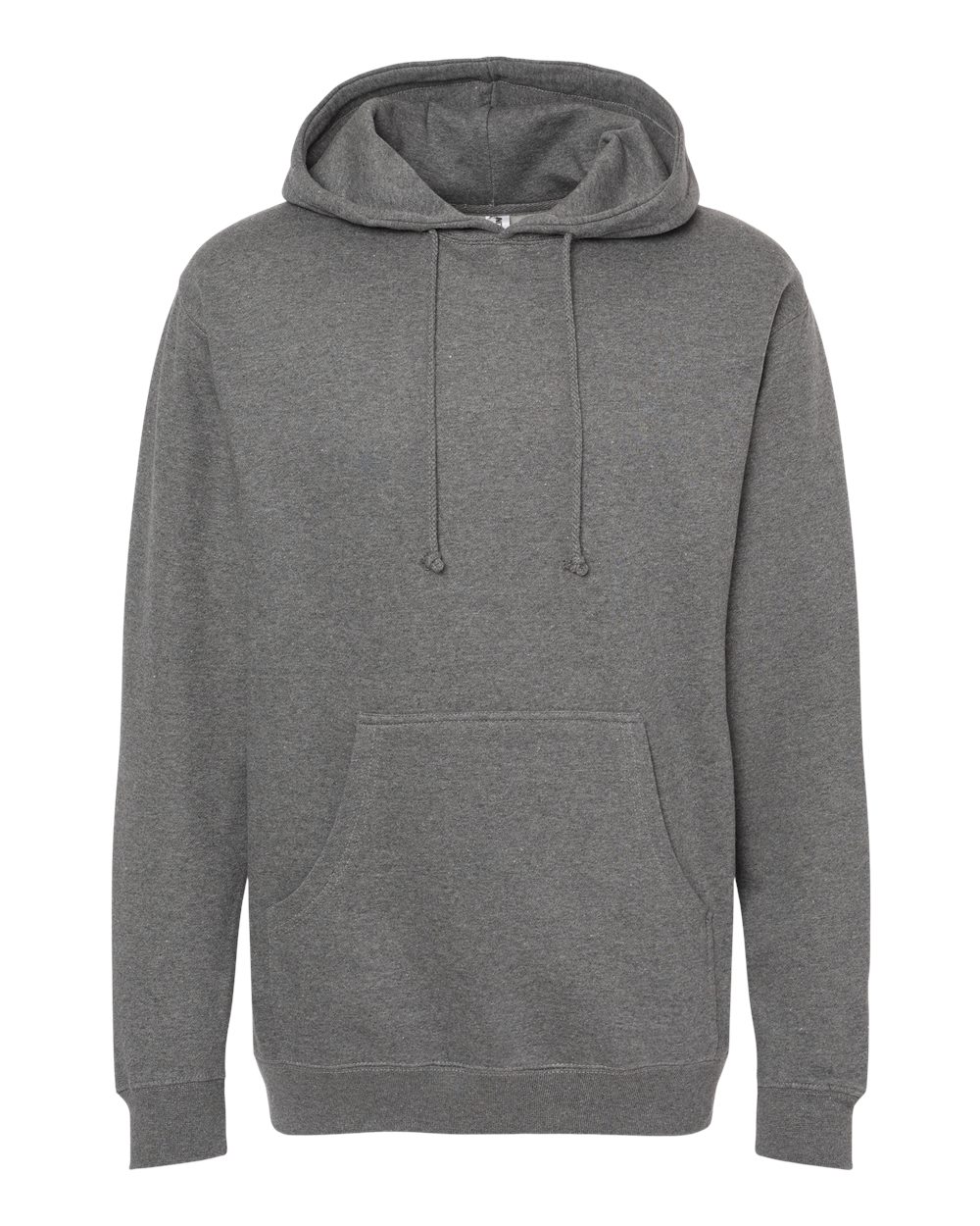 Custom Independent Trading Co. IND4000 heavyweight hooded sweatshirt in Gunmetal Heather, front view, ready for personalized printing