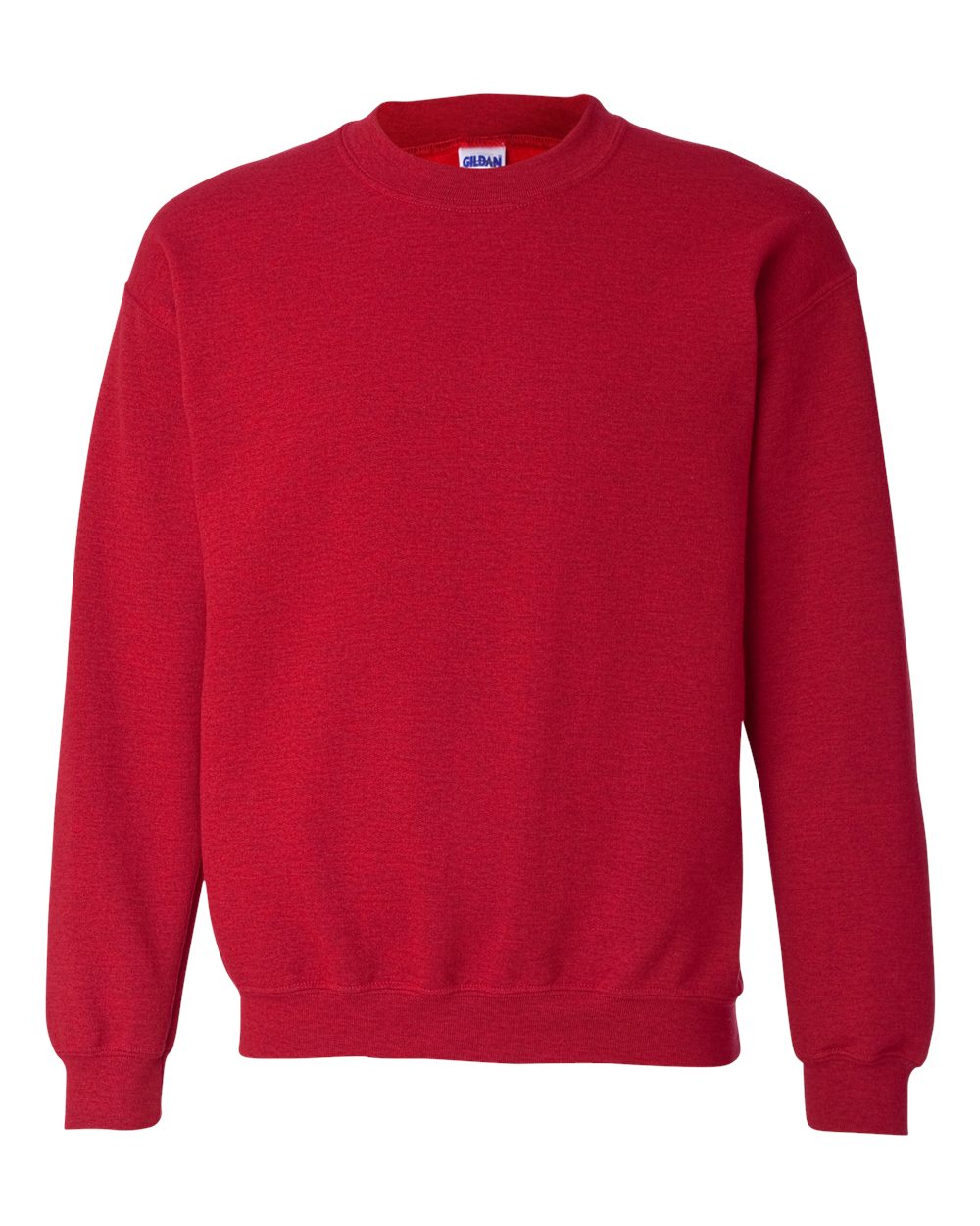 Custom Gildan 18000 Heavy Blend crewneck sweatshirt in Antique Cherry Red, front view, ready for personalized printing