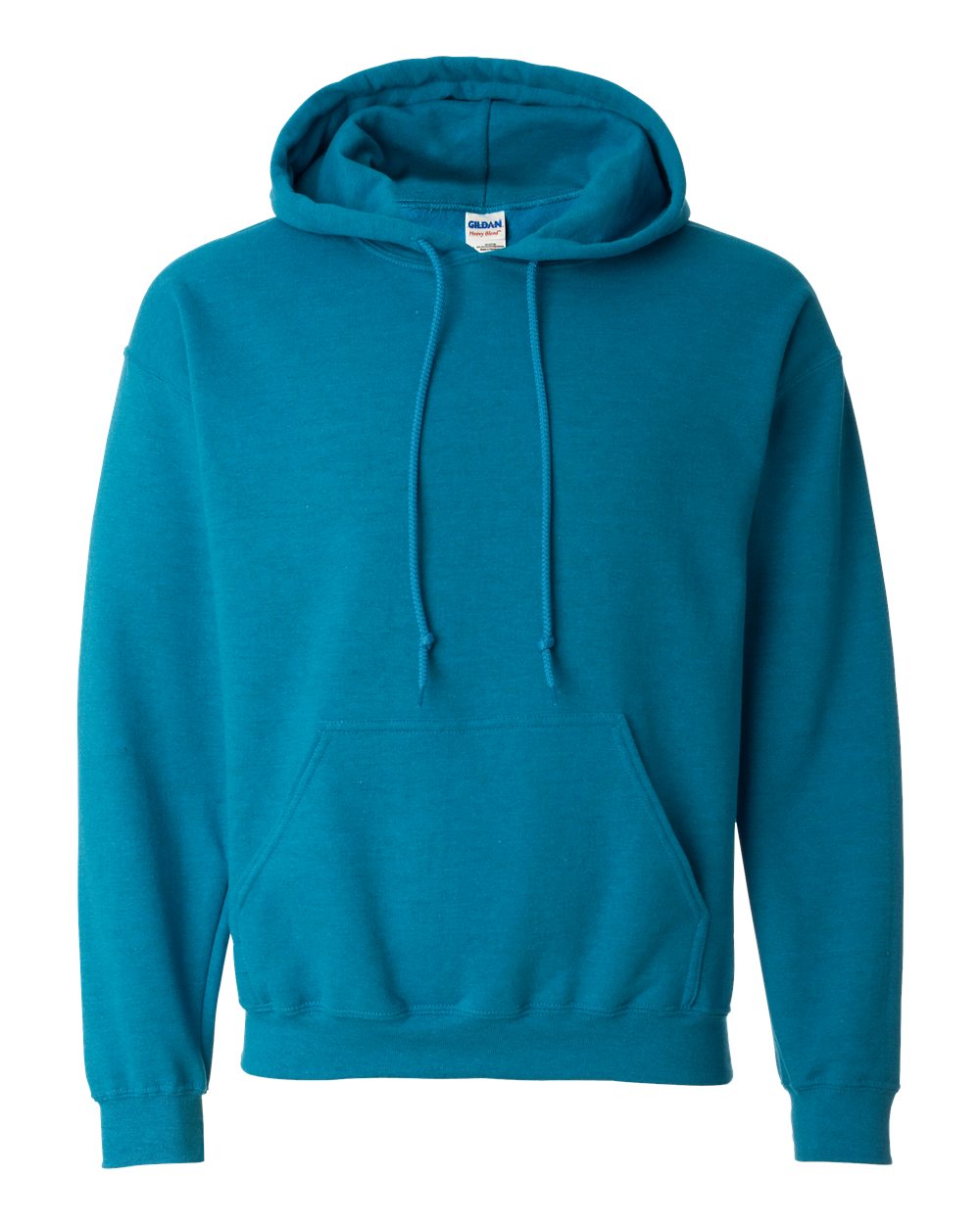 Custom Gildan 18500 Heavy Blend hooded sweatshirt in Antique Sapphire, front view, ready for personalized printing