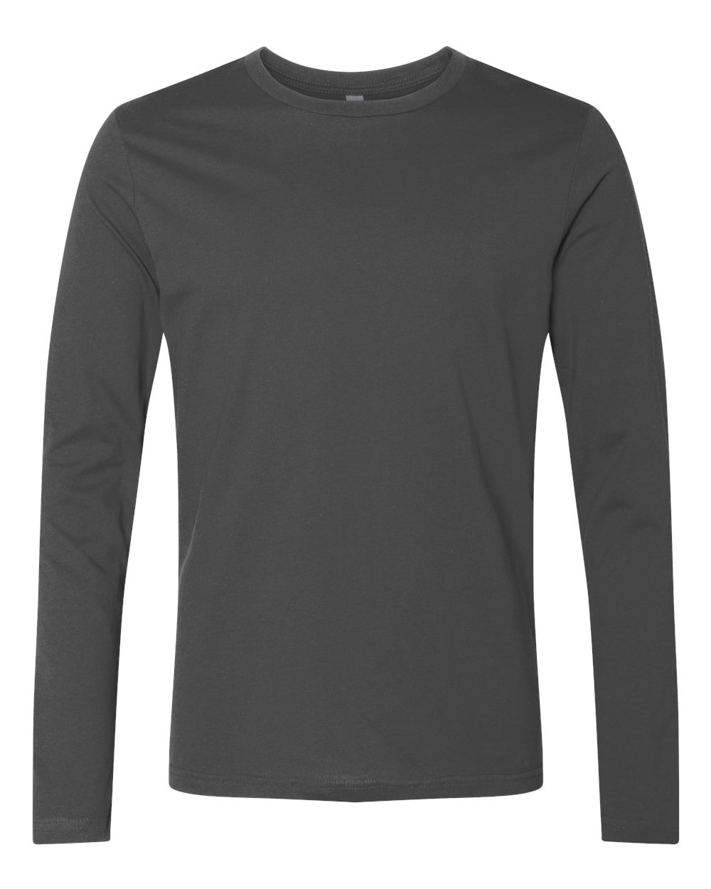 Custom Next Level 3601 unisex cotton long sleeve t-shirt in Heavy Metal, front view, ready for personalized printing