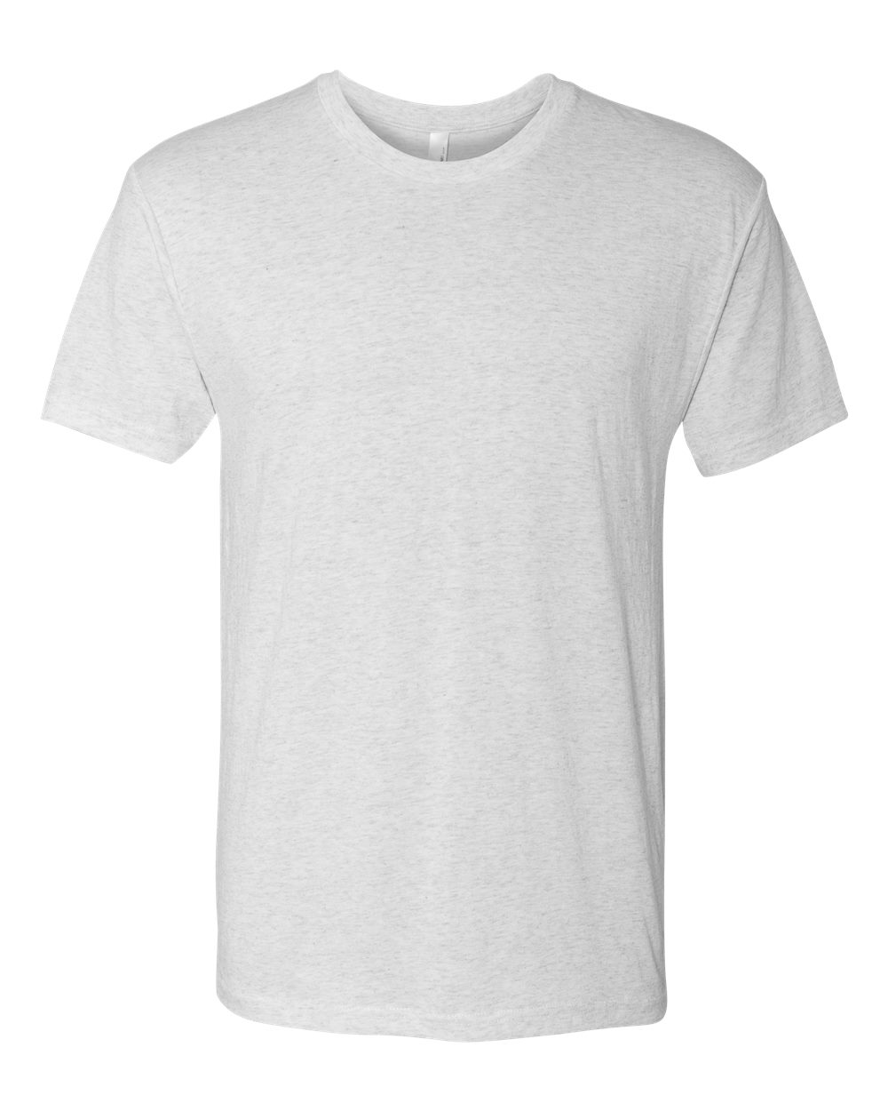 Custom Next Level 6010 unisex triblend t-shirt in Heather White, front view, ready for personalized printing