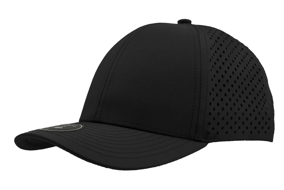 Custom Zapped Headwear Apache 6-Panel Low Profile Snapback Hat in Black, ready for personalized logo or design