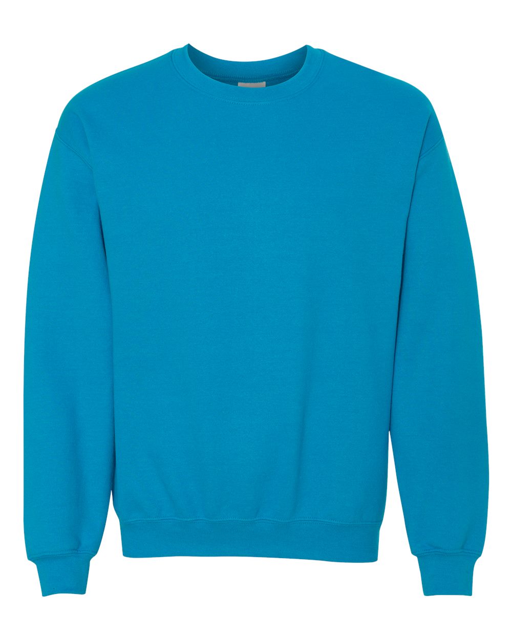 Custom Gildan 18000 Heavy Blend crewneck sweatshirt in Sapphire, front view, ready for personalized printing