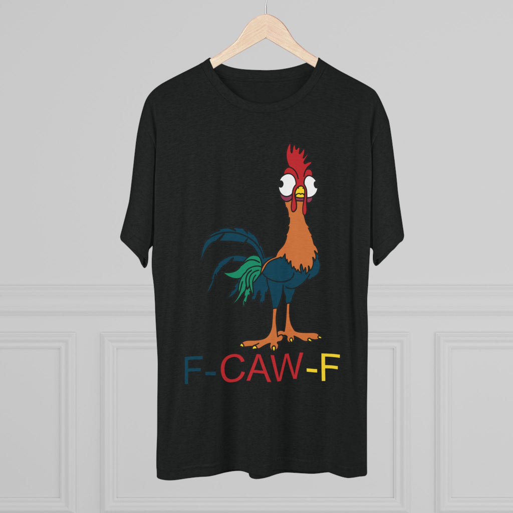 Rooster graphic novelty t-shirt in Tri-Blend Vintage Royal, back view