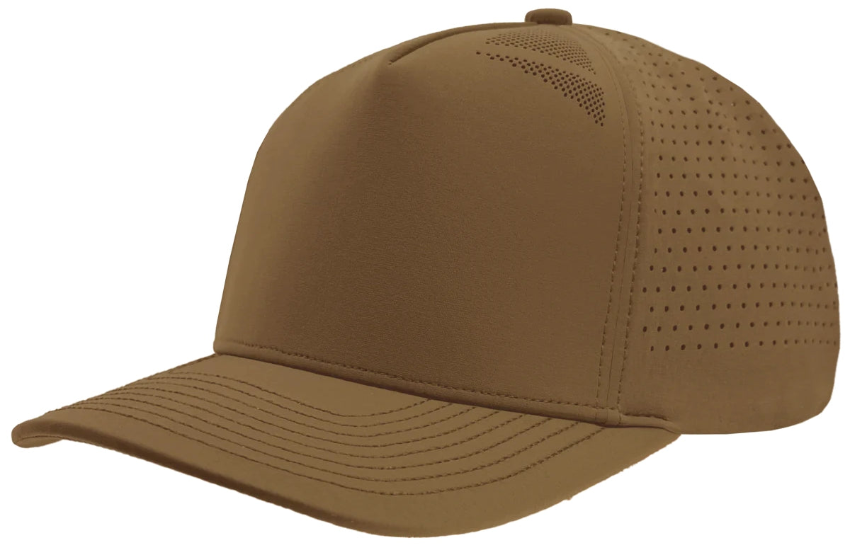 Custom Zapped Headwear Blackhawk Elite Perforated Snapback Hat in Sand, ready for personalized logo or design