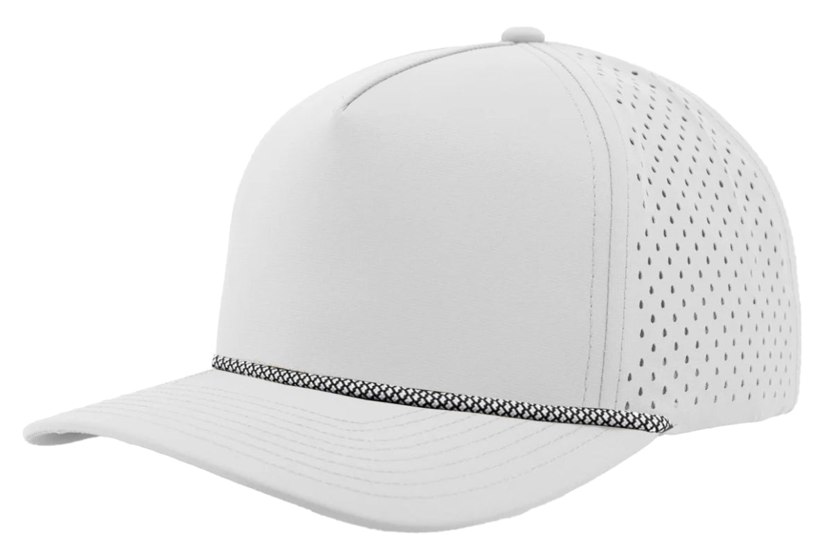Custom Zapped Headwear Blackhawk R+ Rope Snapback Hat in Off White/Black Chainlink Rope, ready for personalized logo or design