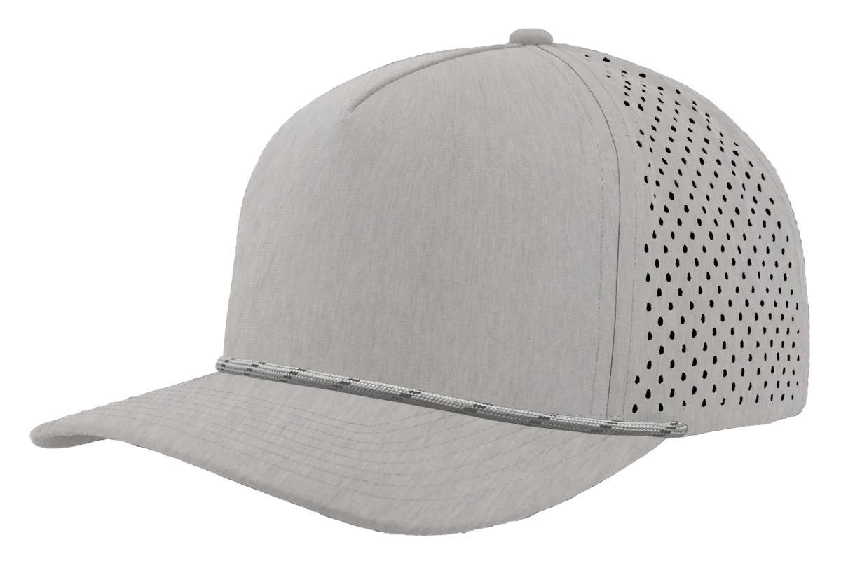 Custom Zapped Headwear Blackhawk R+ Rope Snapback Hat in Heather Grey/Grey Twisted Rope, ready for personalized logo or design